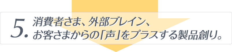 5 消費者さま、外部ブレイン、お客さまからの「声」をプラスする製品創り。